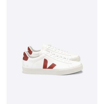 White/Red Men's Veja CAMPO CHROMEFREE Low Tops Sneakers | AU 299MQZ